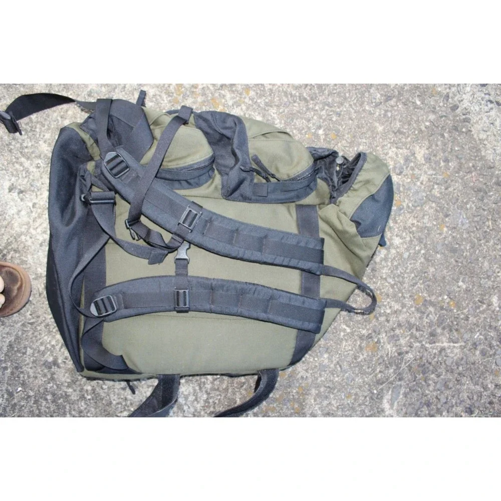 Vintage L.L. Bean Rucksack Olive Green Black Nylon Hiking Backpack 20